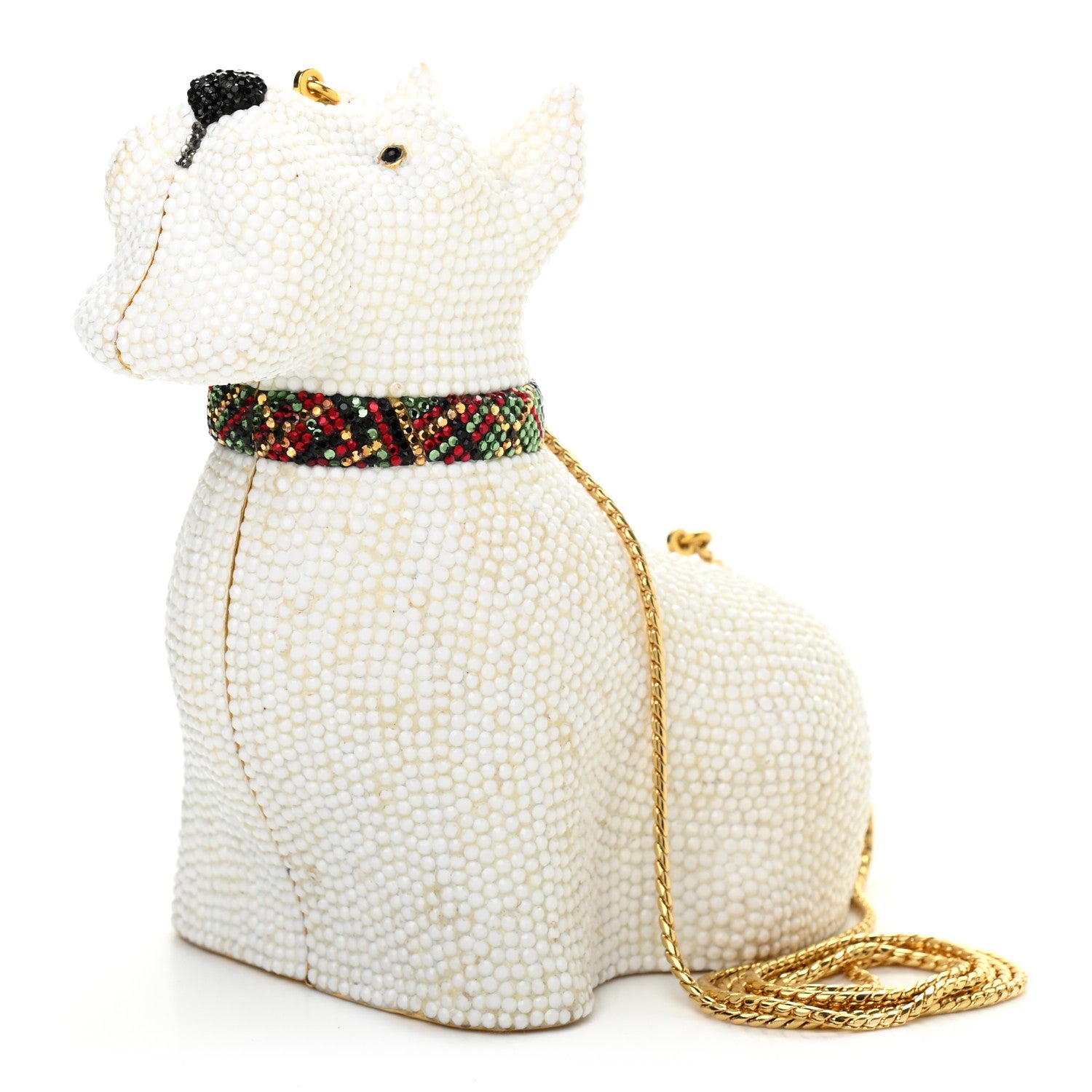 Judith Leiber Crystal Terrier Minaudiere Clutch White Gold 3 of 7