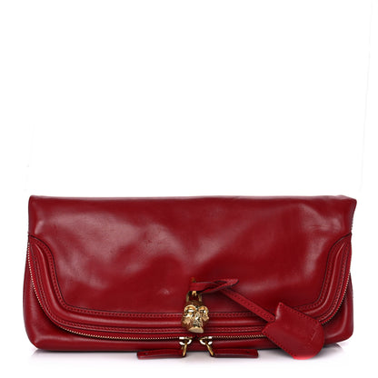 Alexander McQueen Grainy Calfskin Padlock Skull Clutch Red 1 of 10
