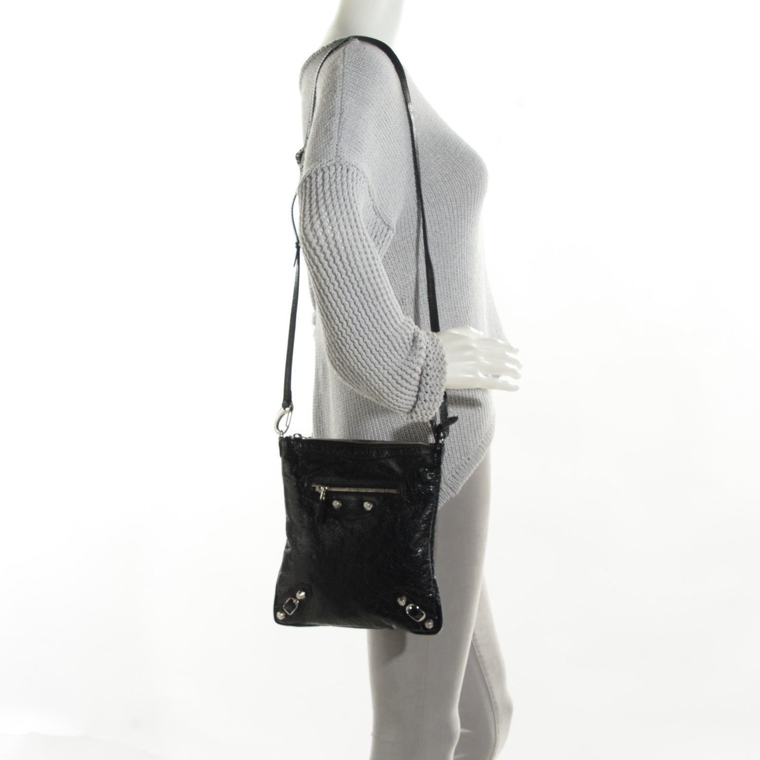 Balenciaga Agneau Giant 12 Silver Hardware Flat Crossbody Black 3 of 14