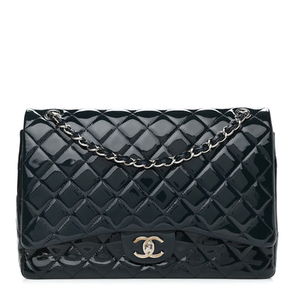 Chanel Patent Quilted Maxi Double Flap Navy 1 of 10