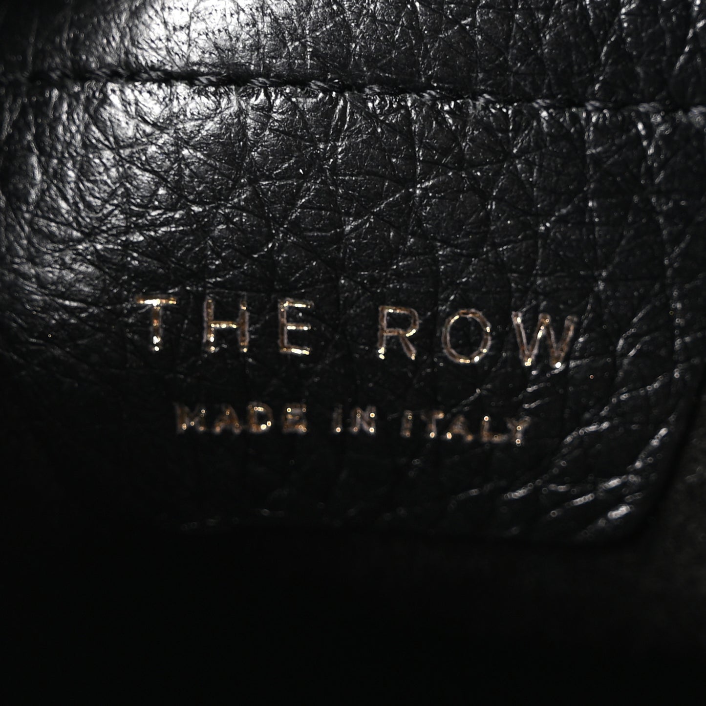 Grained Calfskin Drawstring Pouch Black