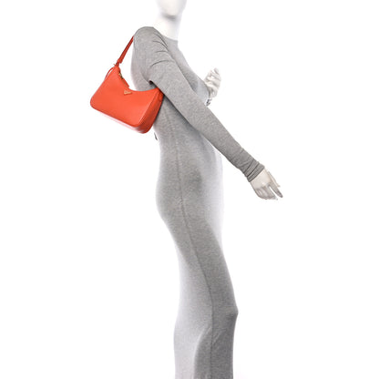 Prada Saffiano Lux Mini Re-Edition Shoulder Bag Arancio 2 of 11
