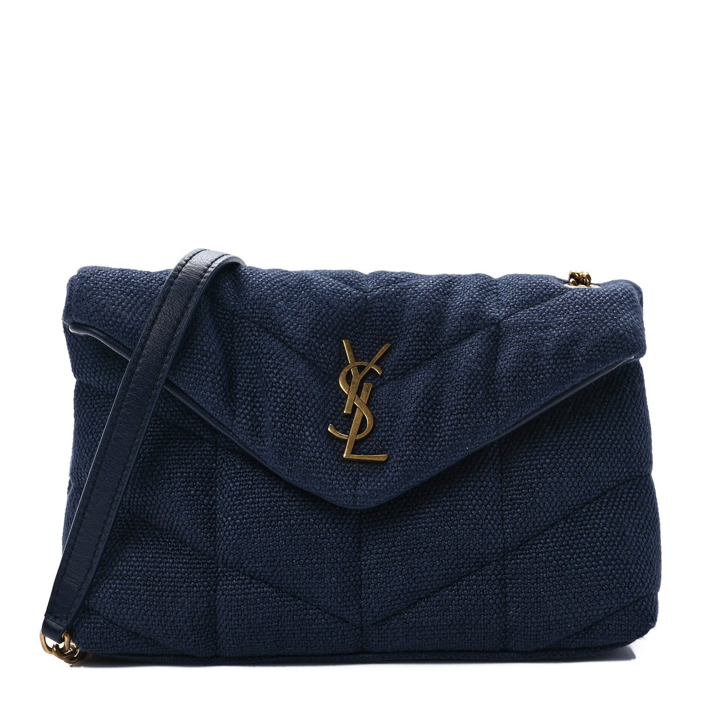 Canvas Quilted Toy Loulou Puffer Monogram Chain Satchel Deep Marine