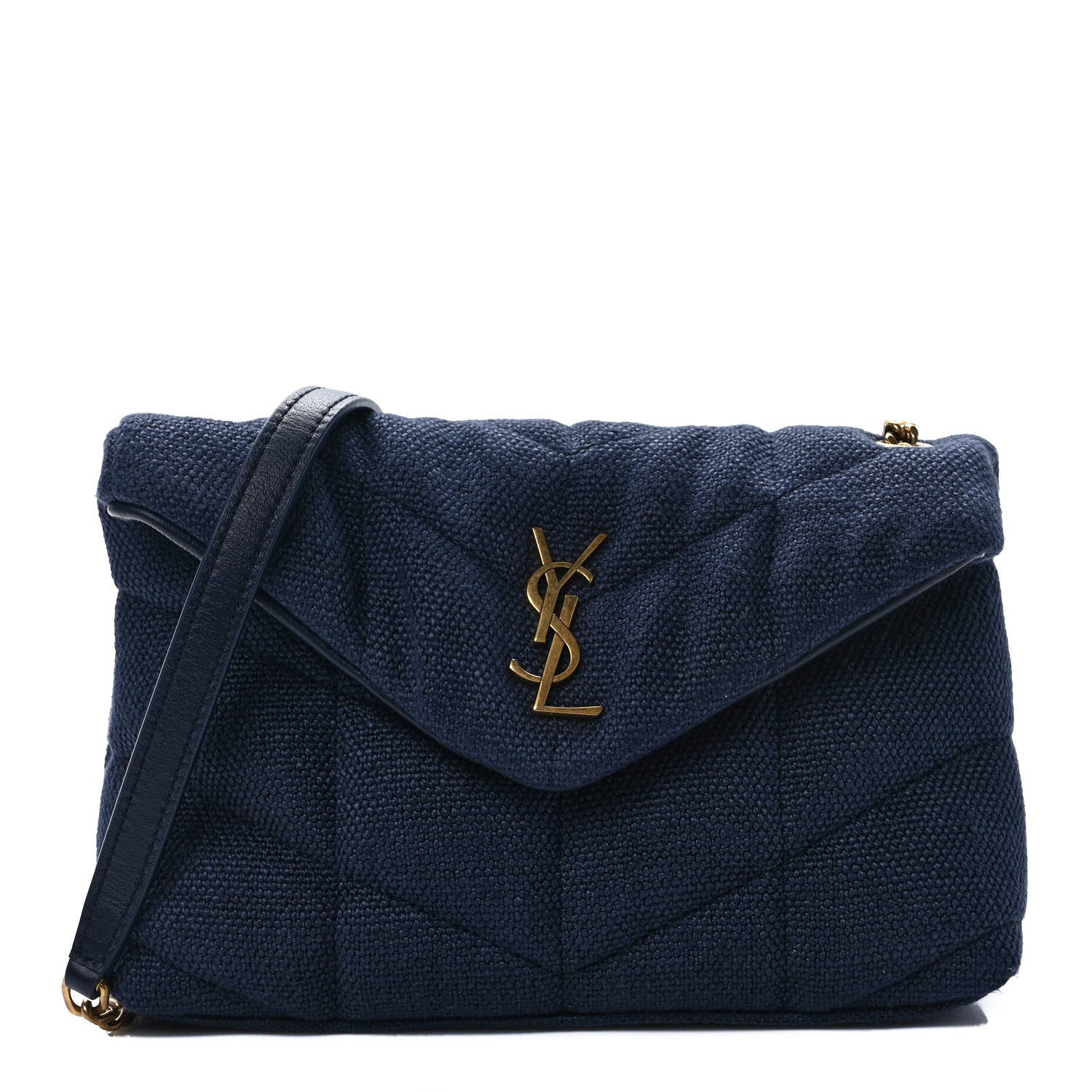 Saint Laurent Canvas Quilted Toy Loulou Puffer Monogram Chain Satchel Deep Marine 1 of 10