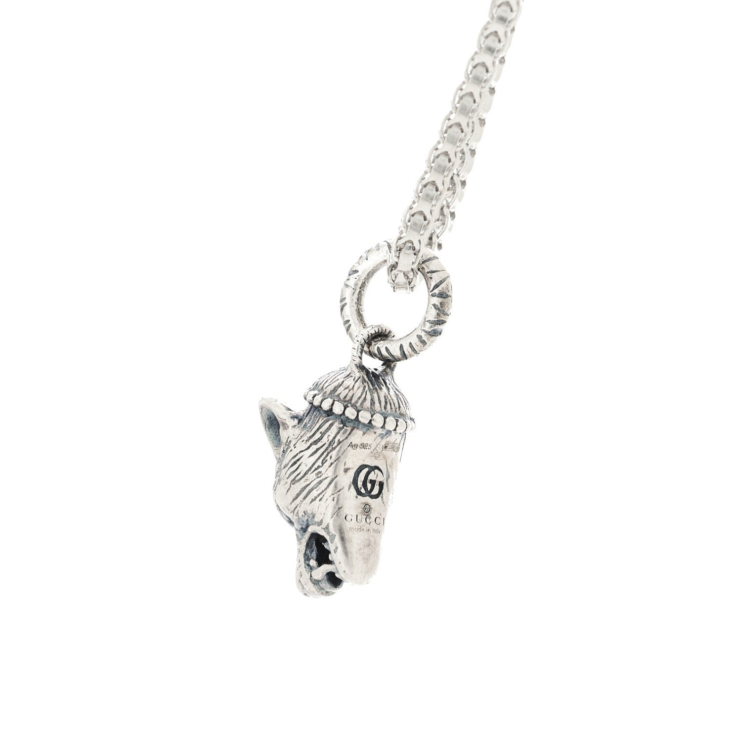 Sterling Silver Anger Forest Wolf Head Necklace
