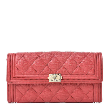Chanel Caviar Quilted Large Boy Gusset Flap Wallet Red 1 of 9