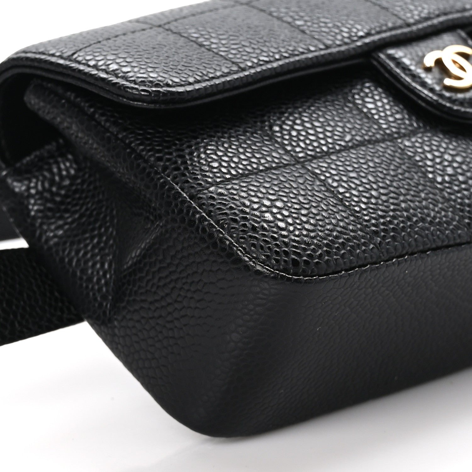 Chanel Caviar Chocolate Bar Quilted Flap Waist Belt Bag 90 36 75 30 Black 9 of 10