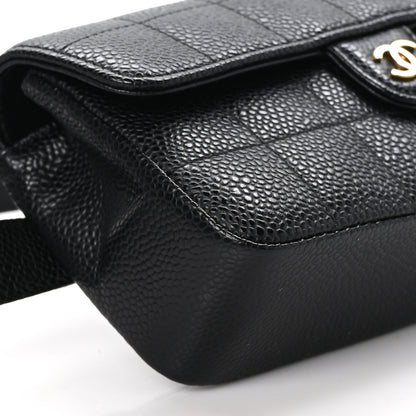 Chanel Caviar Chocolate Bar Quilted Flap Waist Belt Bag 90 36 75 30 Black 9 of 10