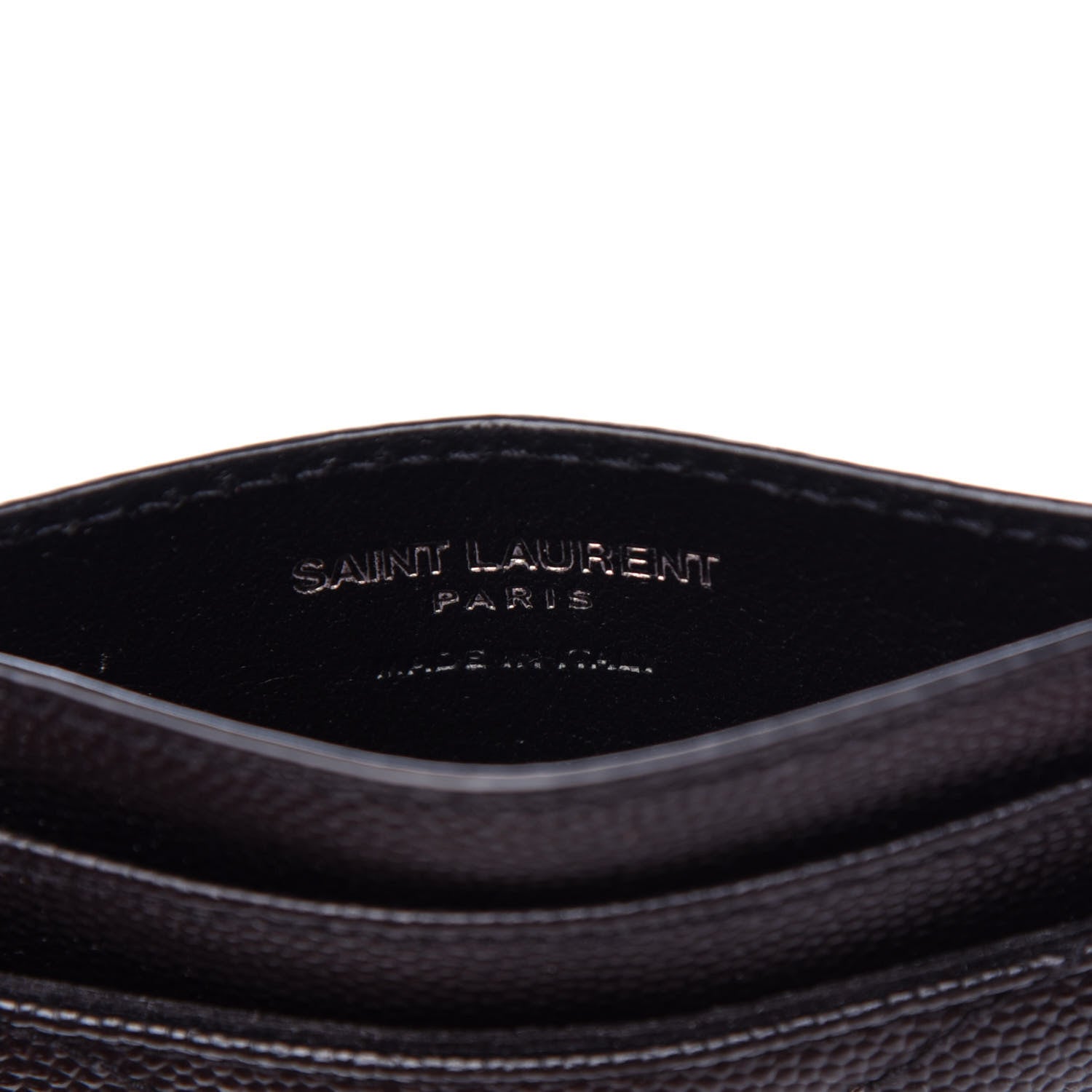 Saint Laurent Grain De Poudre Matelasse Chevron Monogram Credit Card Case Black 6 of 8