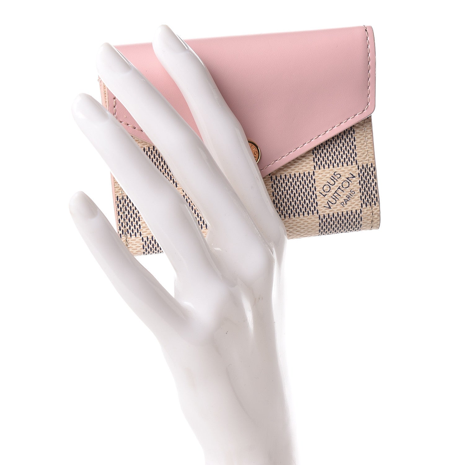 Louis Vuitton Damier Azur Zoe Wallet Rose Ballerine 2 of 8
