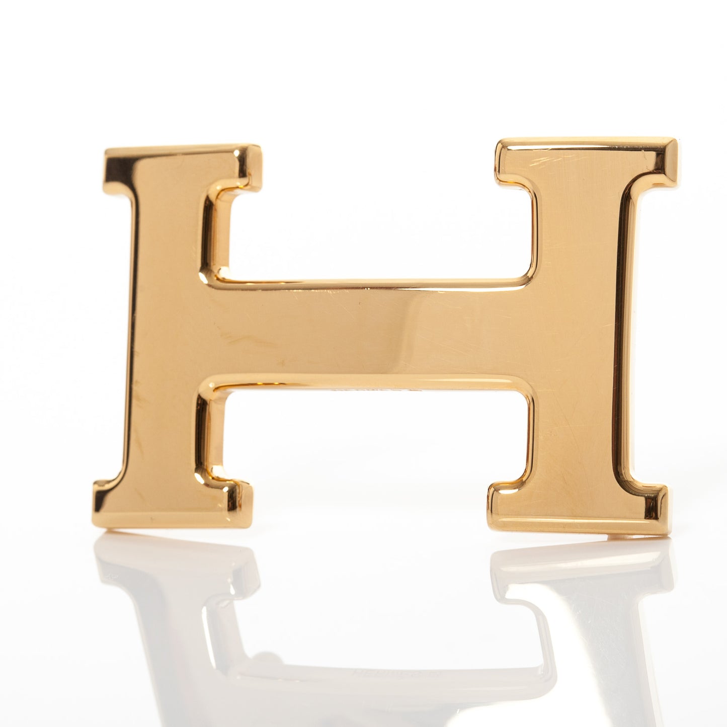 Leather Reversible H Belt 65 Gold Blanc