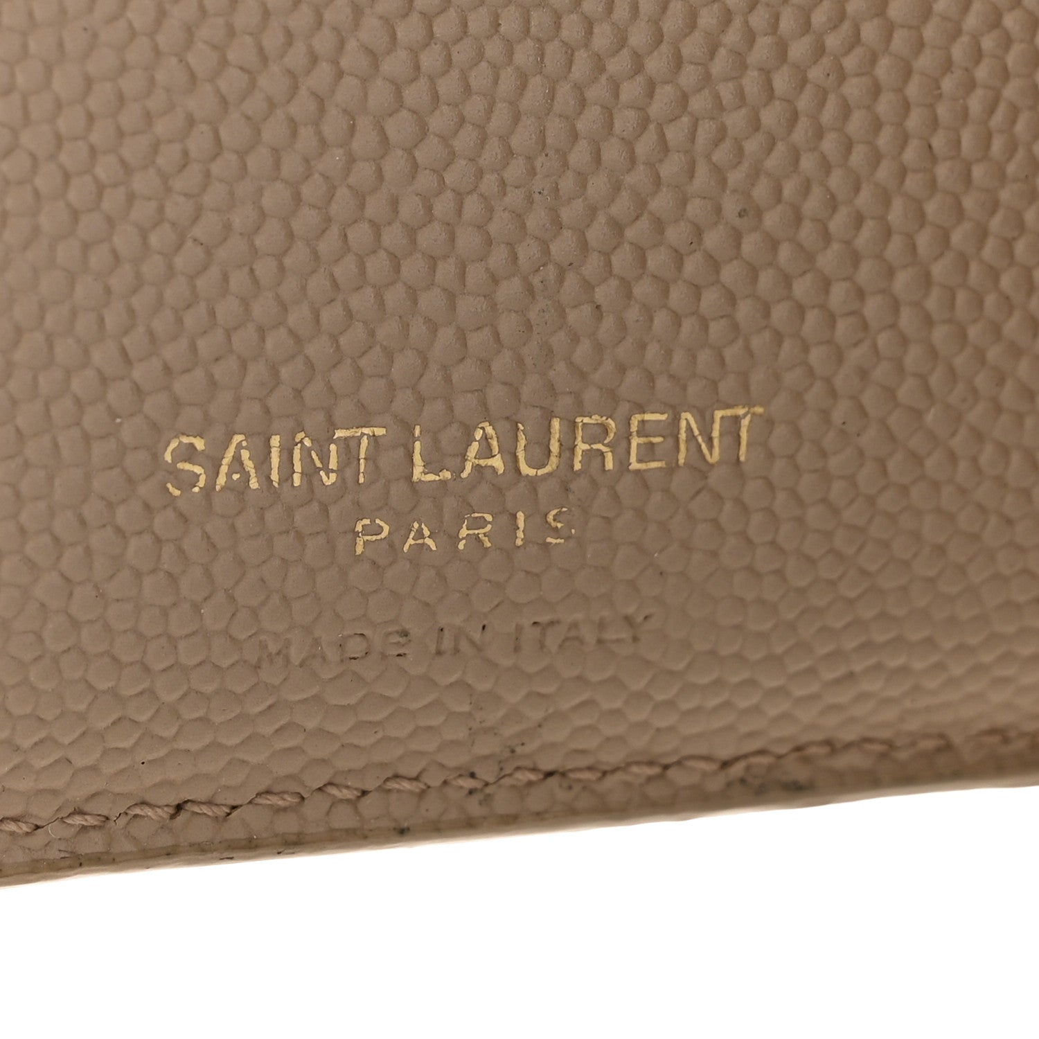 Saint Laurent Grain De Poudre Matelasse Chevron Cassandre Fragments Zipperred Bi-Fold Wallet Dark Beige 6 of 7