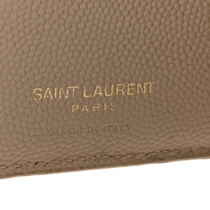 Saint Laurent Grain De Poudre Matelasse Chevron Cassandre Fragments Zipperred Bi-Fold Wallet Dark Beige 6 of 7