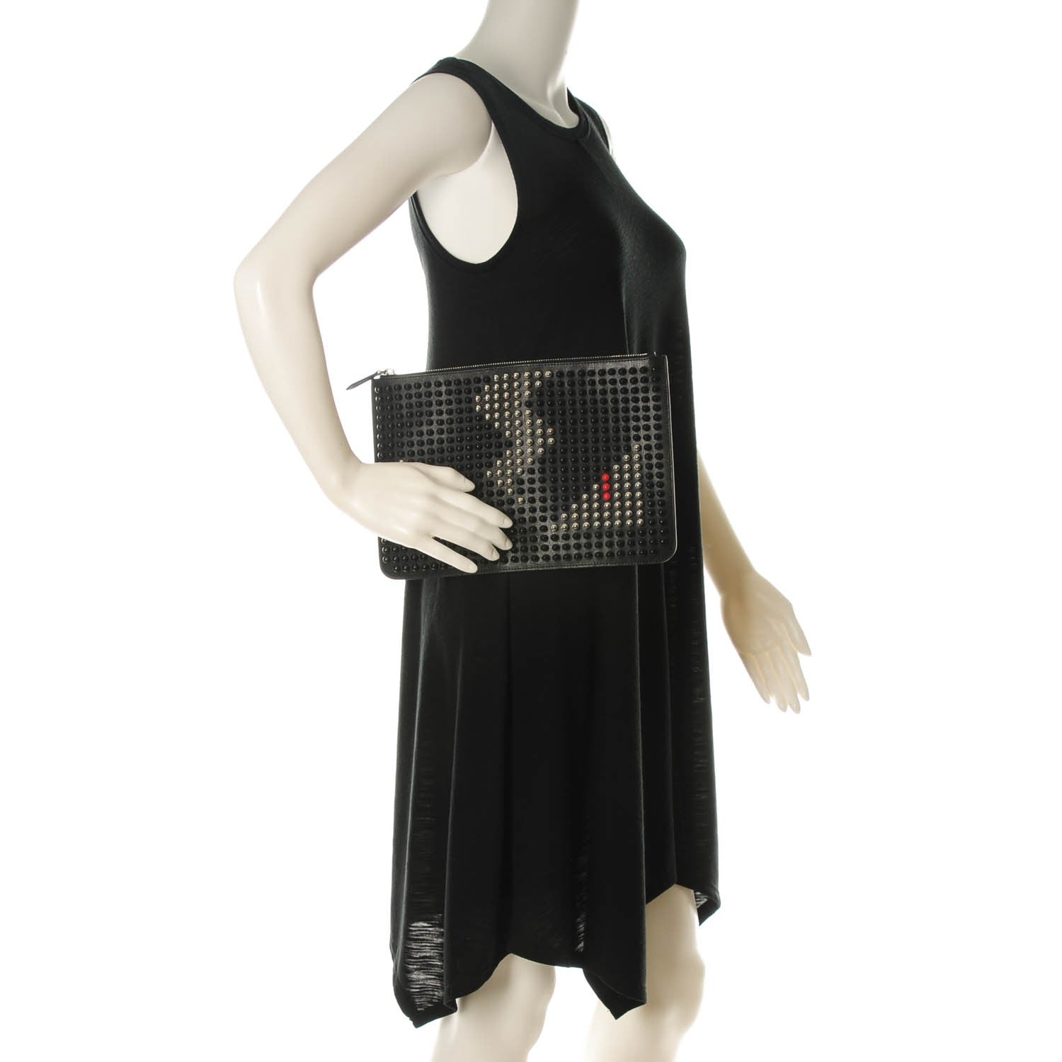 Fendi Vitello Elite Lightning Monster Eyes Studded Pouch Black 2 of 7