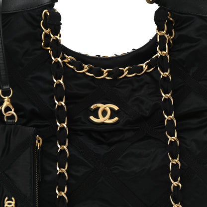 Chanel Nylon Grosgrain Quilted Lifestyle Shopping Tote Black 8 of 12