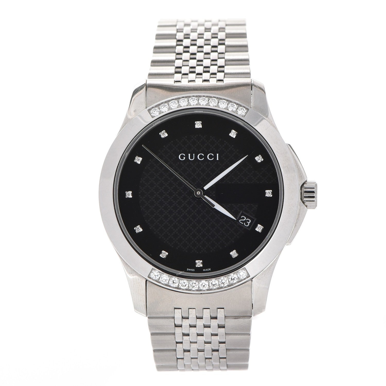 Gucci Stainless Steel Diamond 38mm G-Timeless Quartz Watch Black 1 of 7