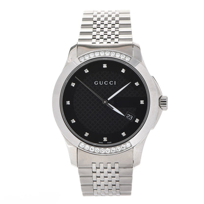 Gucci Stainless Steel Diamond 38mm G-Timeless Quartz Watch Black 1 of 7