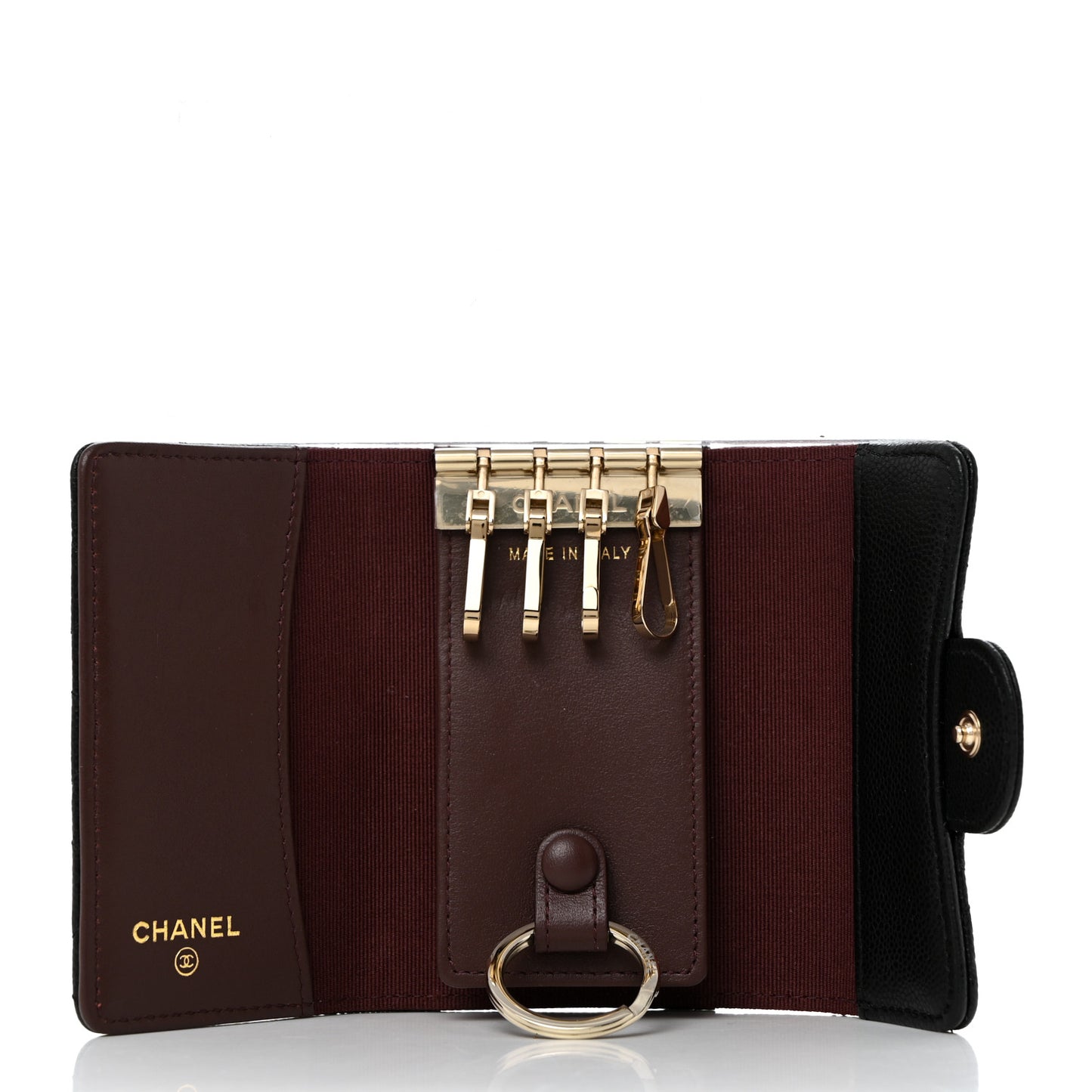 Caviar Quilted Classic 4 Key Holder Wallet Black
