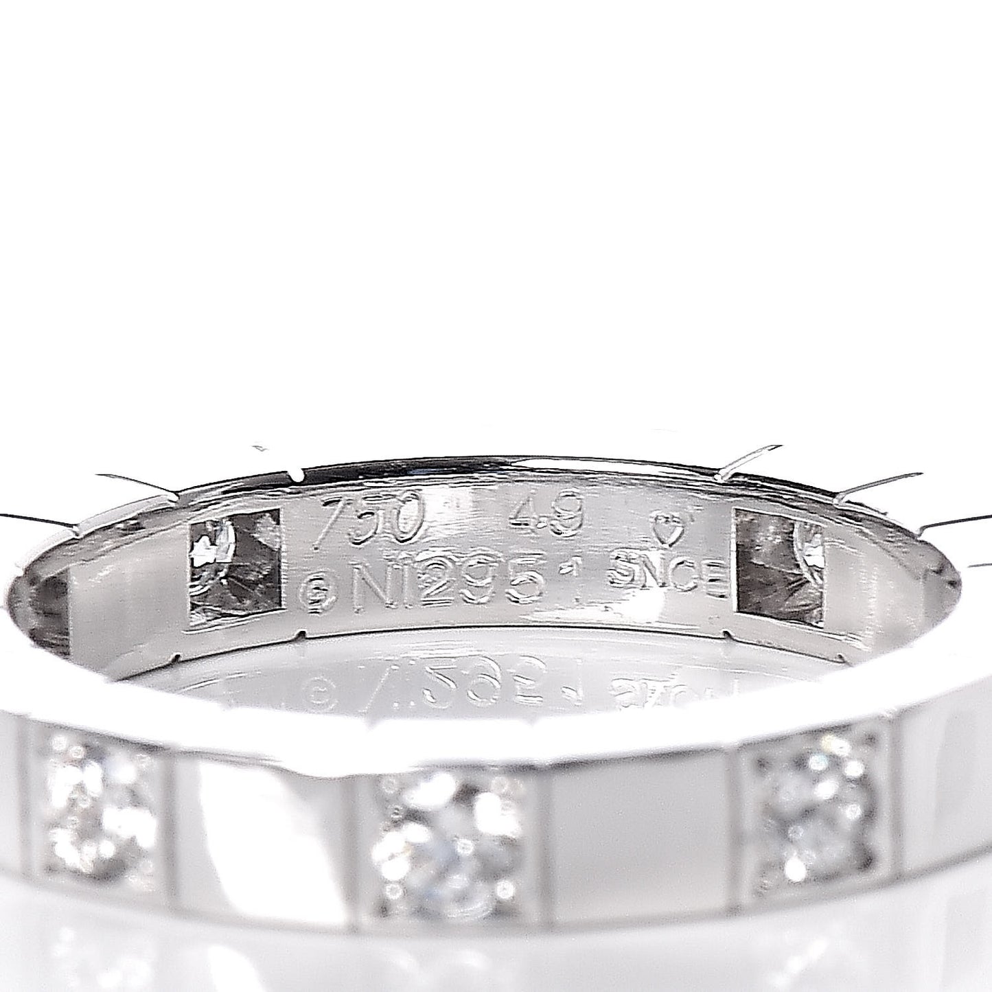 18K White Gold Diamond Lanieres Half Eternity Band Ring 49 4.75