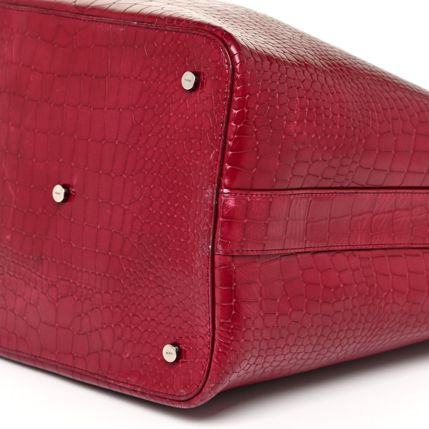 Calfskin Crocodile Embossed Bag Fuchsia
