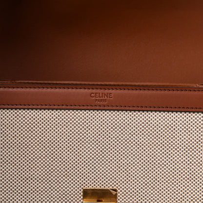 Celine Textile Natural Calfskin Medium Triomphe Bag White Tan 6 of 13