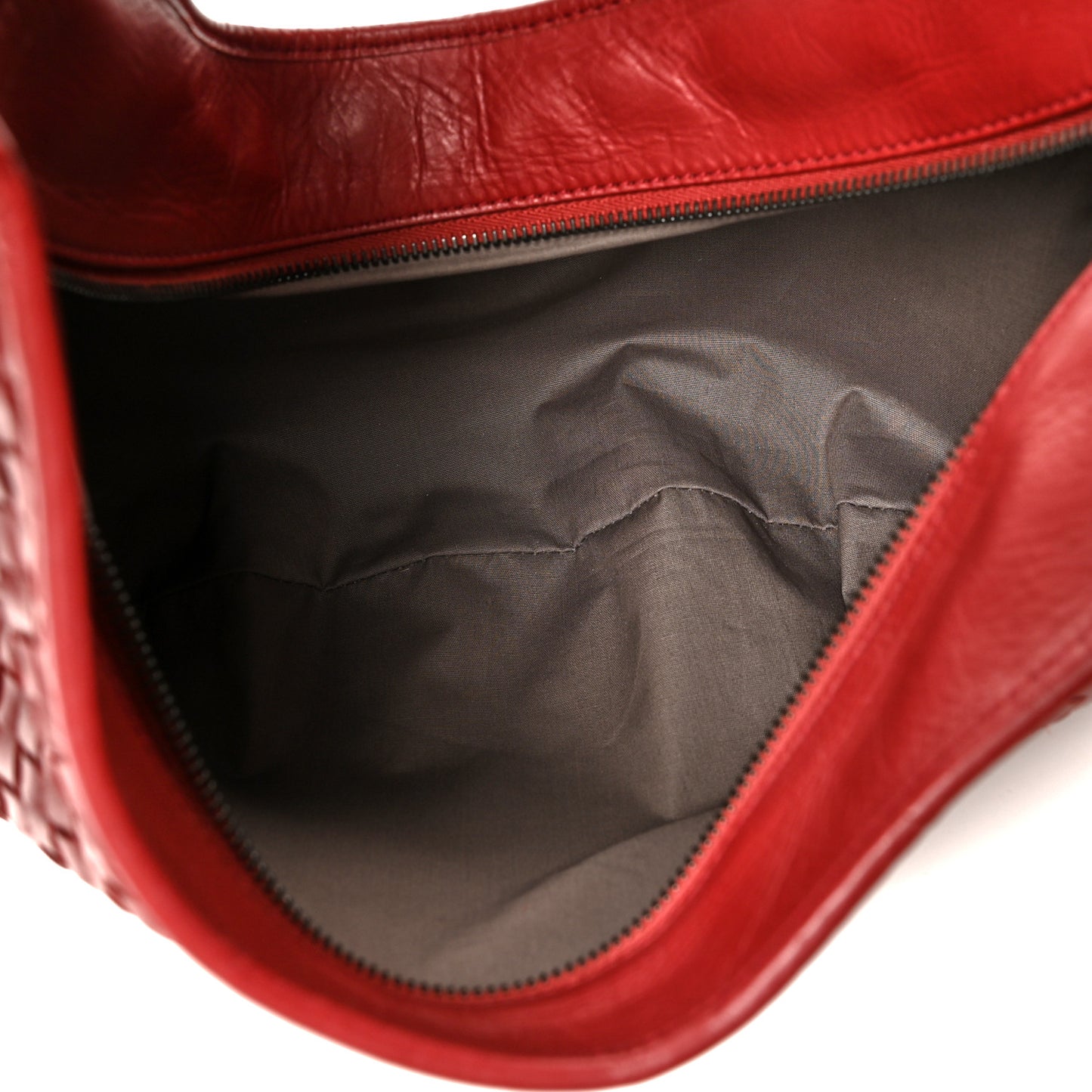 Nappa Intrecciato Large Hobo Red