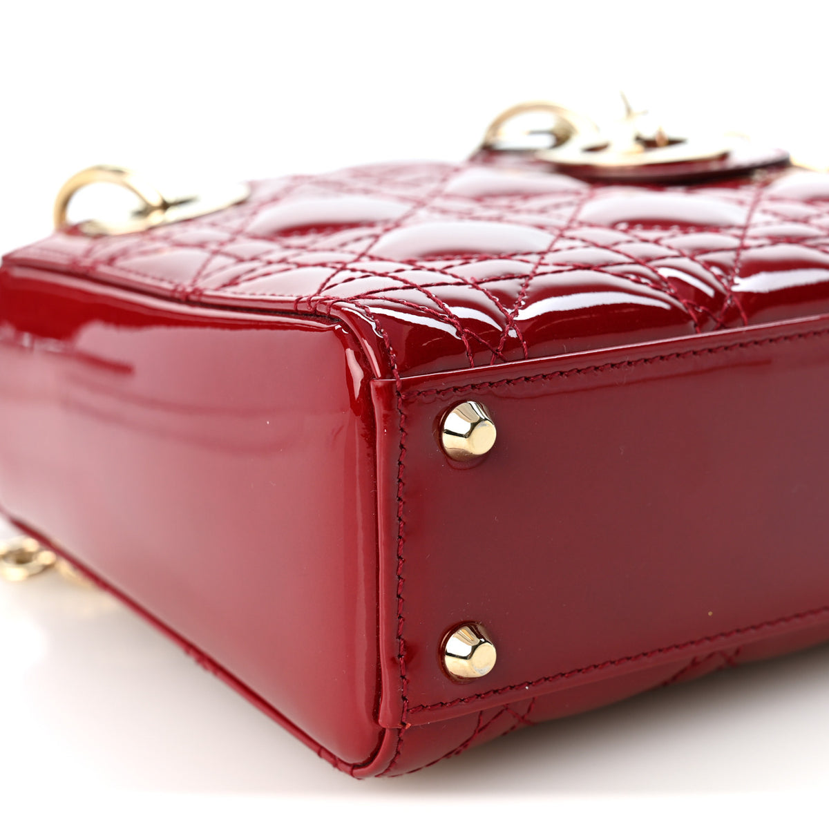 Patent Cannage Mini Lady Dior Red