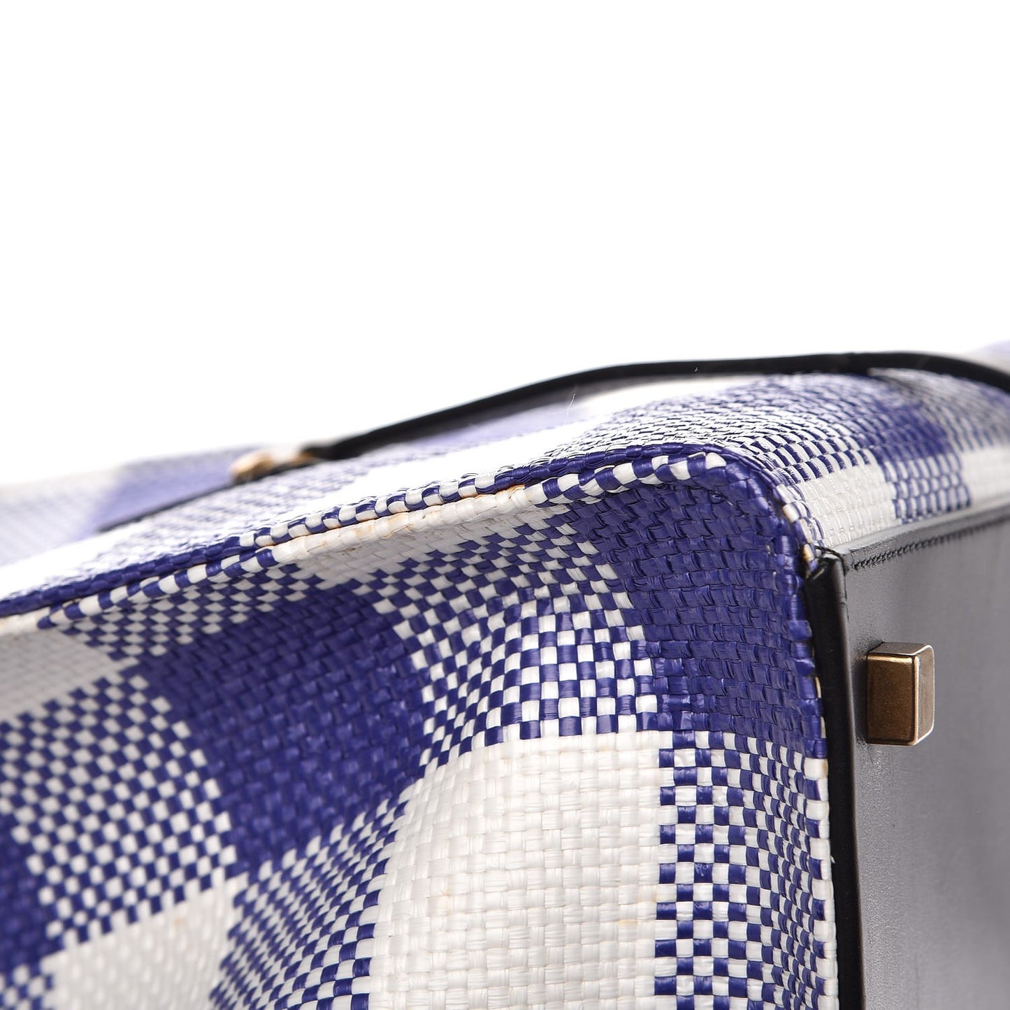 Gingham Woven Medium Phantom Luggage Cobalt