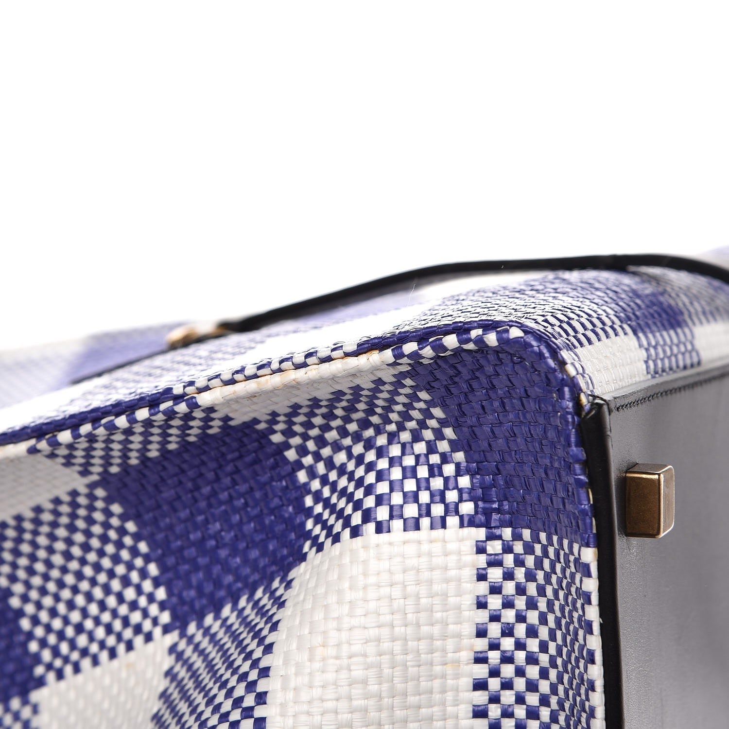 Celine Gingham Woven Medium Phantom Luggage Cobalt 11 of 13