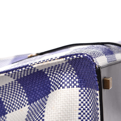 Celine Gingham Woven Medium Phantom Luggage Cobalt 11 of 13