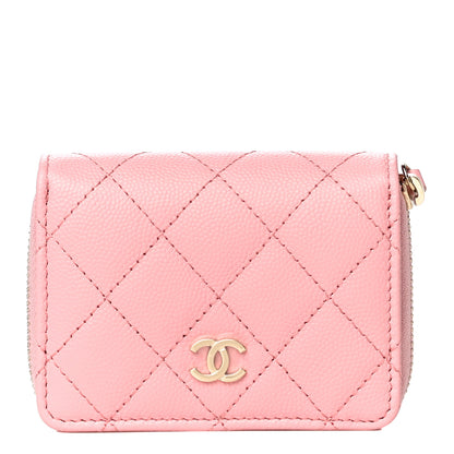 Chanel Caviar Quilted Compact Zipped Wallet Pink 1 of 12