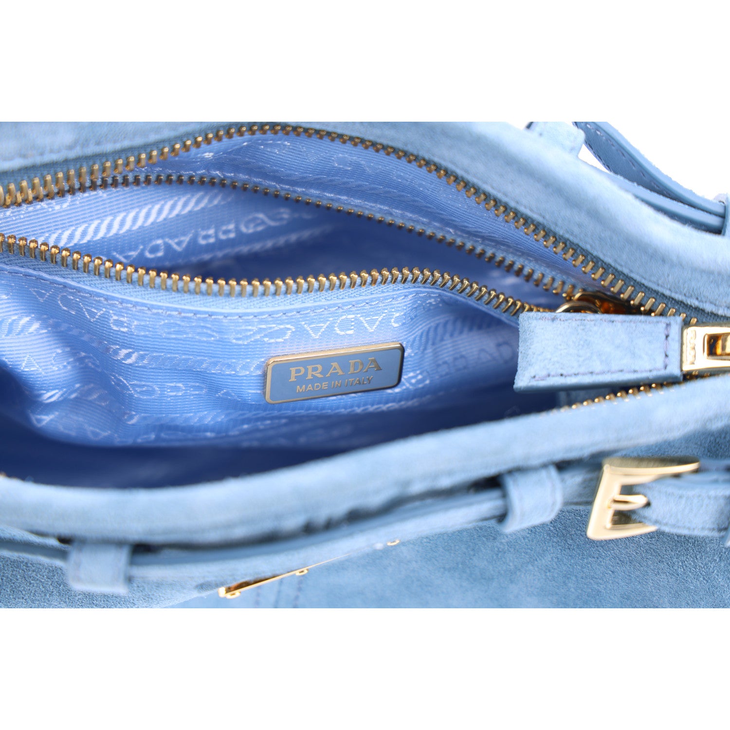 Prada Scamosciato Triangle Small Bonnie Shoulder Bag Astrale 6 of 10