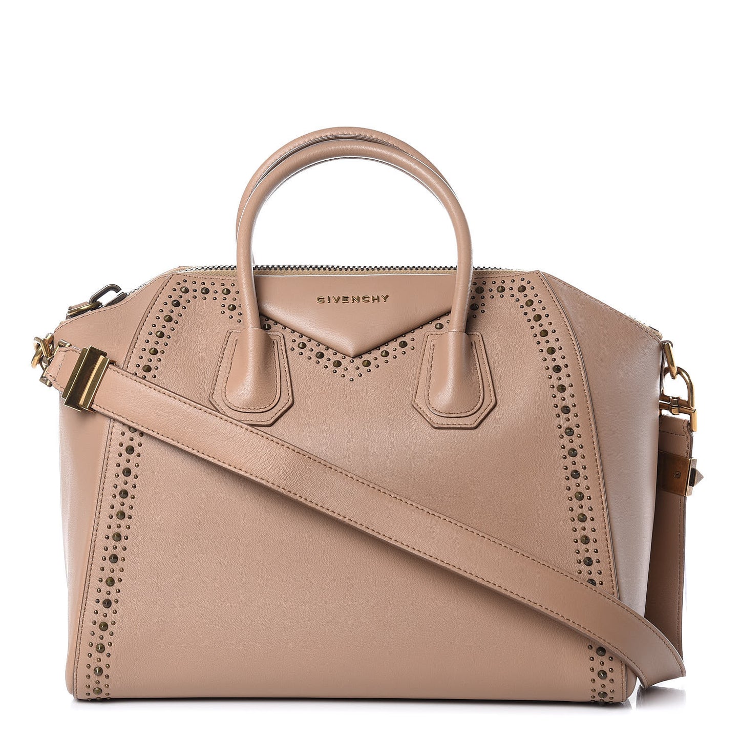 Calfskin Medium Studded Antigona Beige