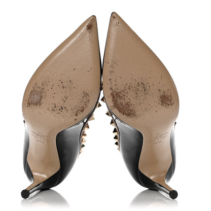Valentino Garavani Patent Rockstud 100mm Pumps 37.5 Black Poudre 8 of 10