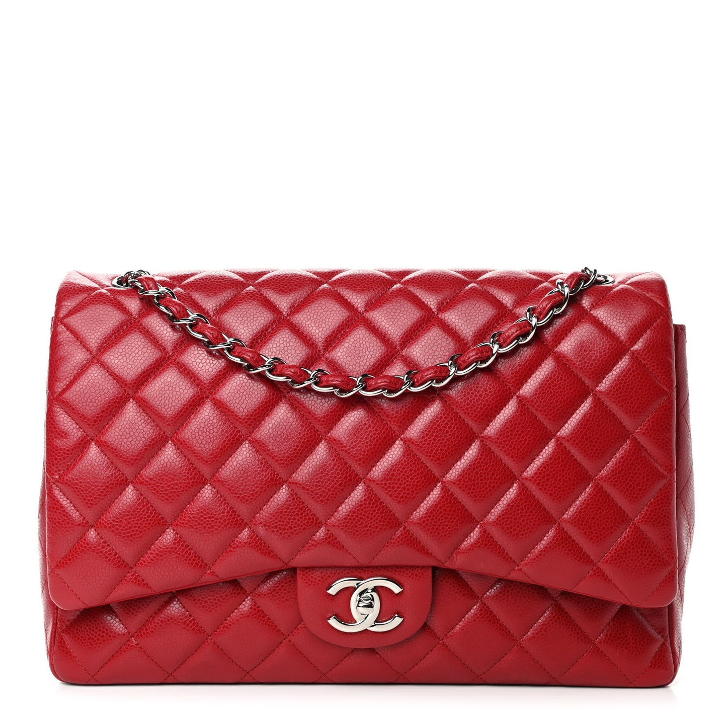 Caviar Quilted Maxi Double Flap Red