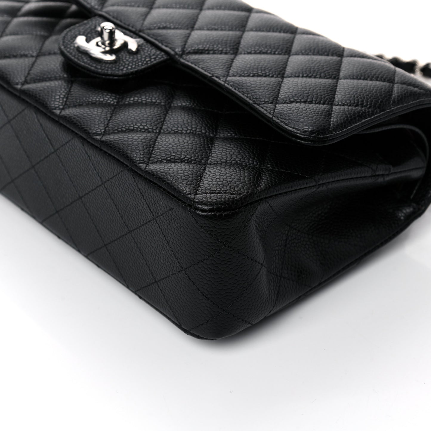 Caviar Quilted Medium Double Flap Black