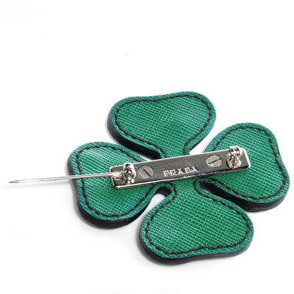 Prada Saffiano 4-Leaf Clover Brooch Green 3 of 4
