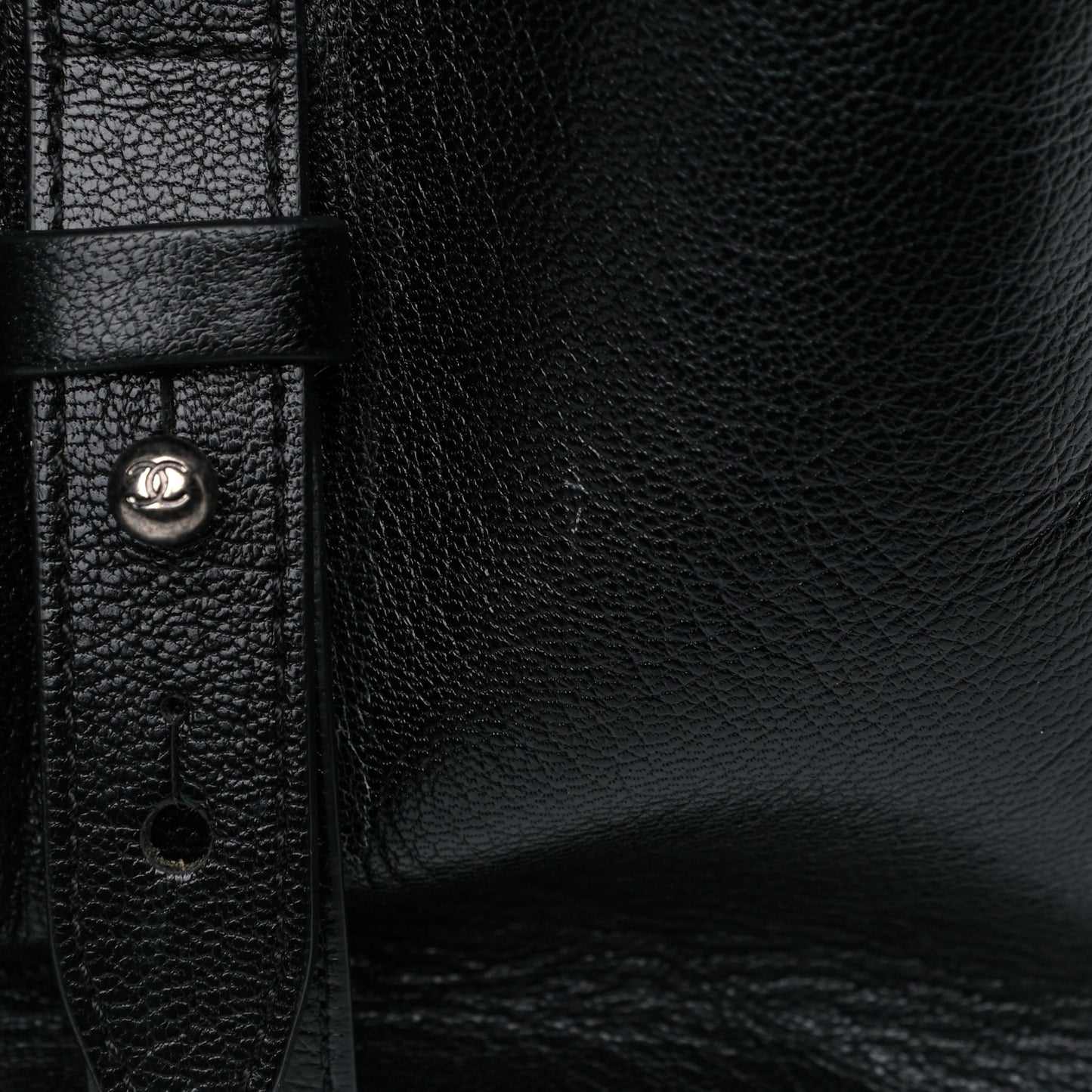 Goatskin Quilted Large City Rock Shopping Bag Black