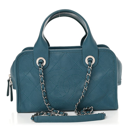 Chanel Caviar Quilted Deauville Bowling Bag Blue 1 of 9