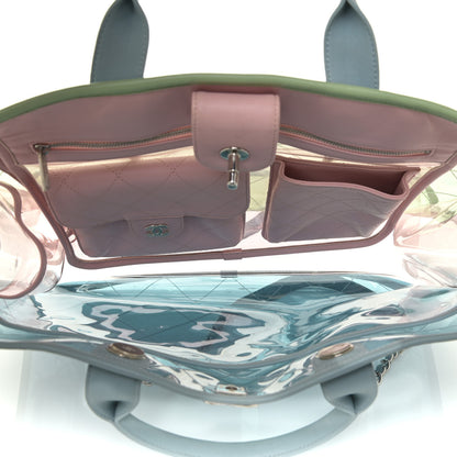 Chanel PVC Lambskin Stitched Medium Coco Splash Shopping Bag Blue Green Pink 5 of 13