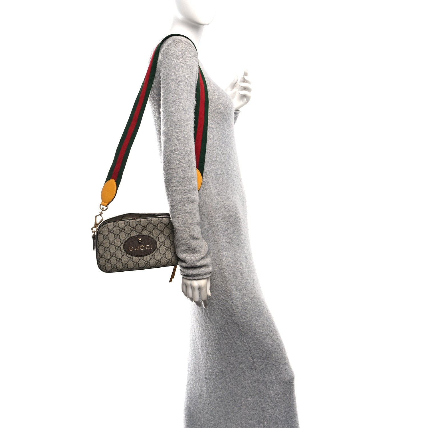 Gucci GG Supreme Monogram Web Neo Vintage Shoulder Bag Beige New Acero Crop 2 of 10