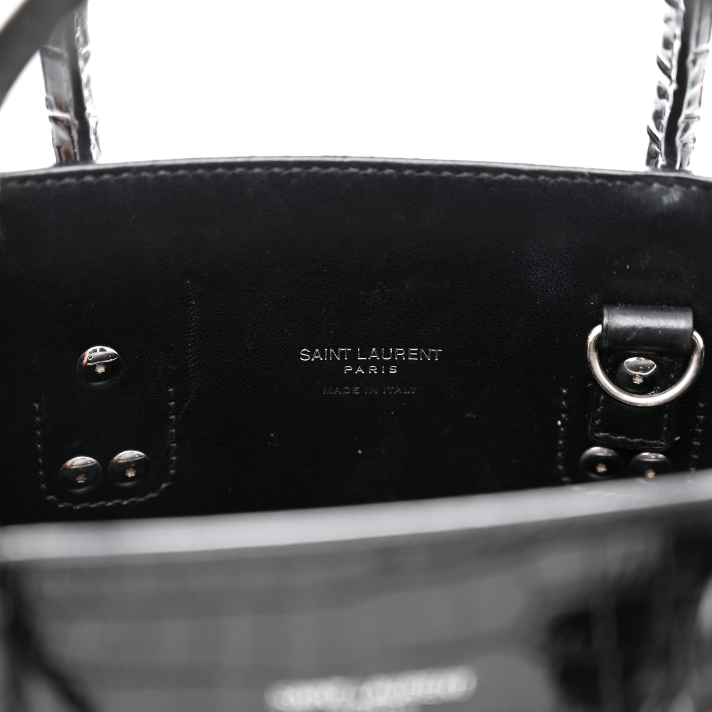 Calfskin Crocodile Embossed Baby Sac De Jour Black