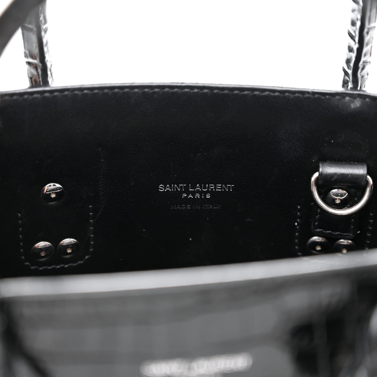 Saint Laurent Calfskin Crocodile Embossed Baby Sac De Jour Black 6 of 14