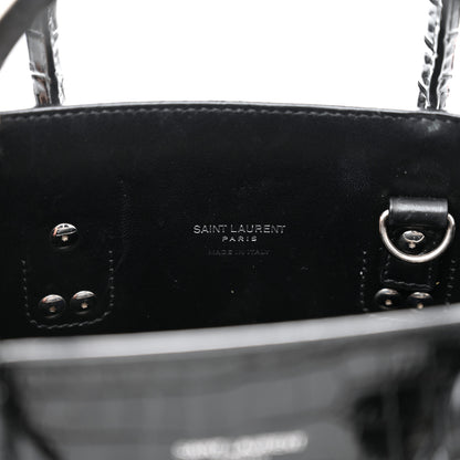 Saint Laurent Calfskin Crocodile Embossed Baby Sac De Jour Black 6 of 14