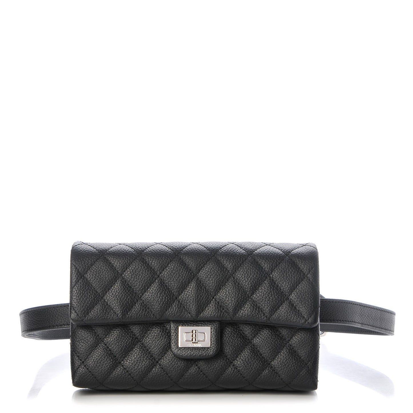 Grained Calfskin Quilted 2.55 Reissue Flap Belt Bag Clutch Black