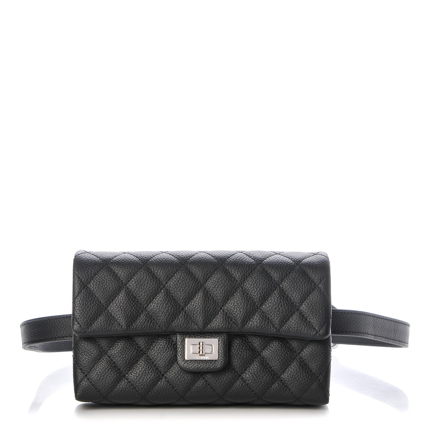 Chanel Grained Calfskin Quilted 2.55 Reissue Flap Belt Bag Clutch Black 1 of 7