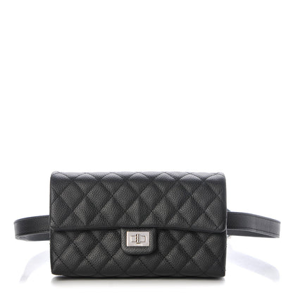 Chanel Grained Calfskin Quilted 2.55 Reissue Flap Belt Bag Clutch Black 1 of 7