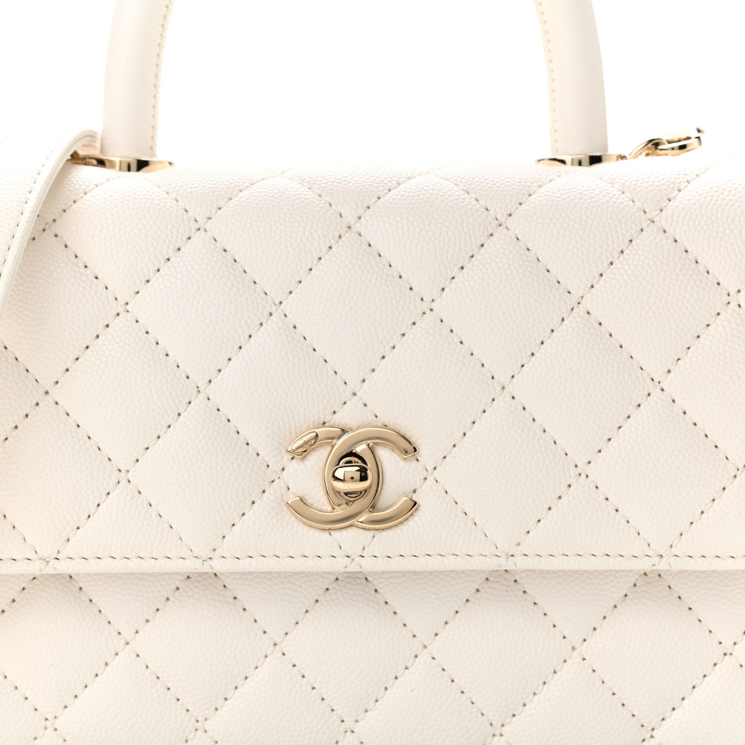 Chanel Caviar Quilted Mini Coco Handle Flap White 8 of 11