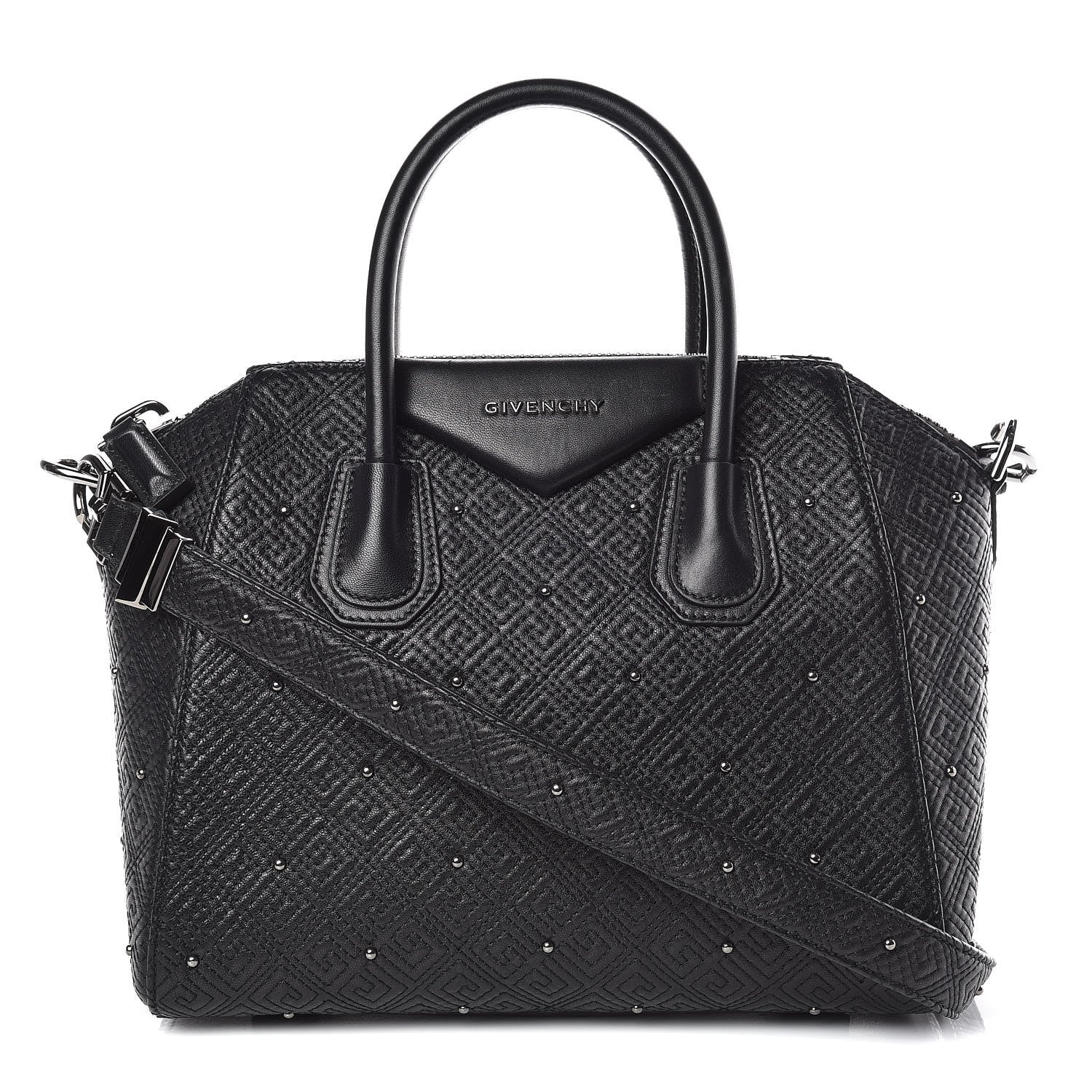 Givenchy Lambskin Logo Embossed Small Studded Antigona Black 1 of 10