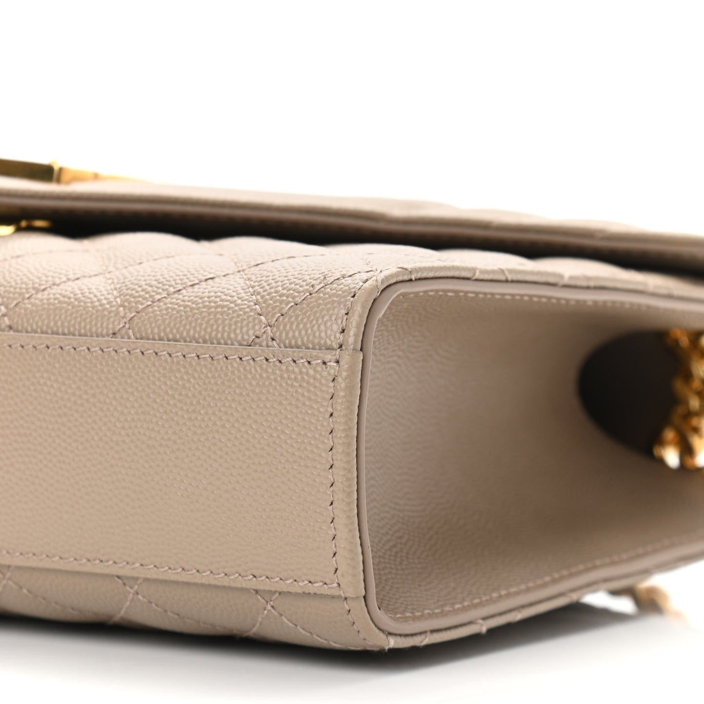 Grain De Poudre Textured Mixed Matelasse Medium Triquilt Monogram Satchel Dark Beige